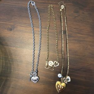 Lot 3 Juicy Couture Charm Necklace Silver Gold